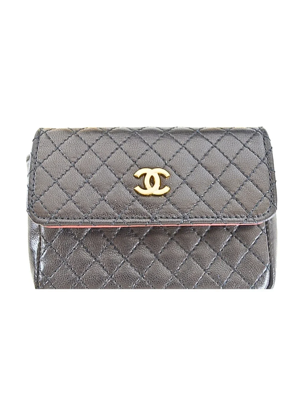 Chanel A Black Quilted Lambskin Leather Micro Flap Bag With Gold Hardware